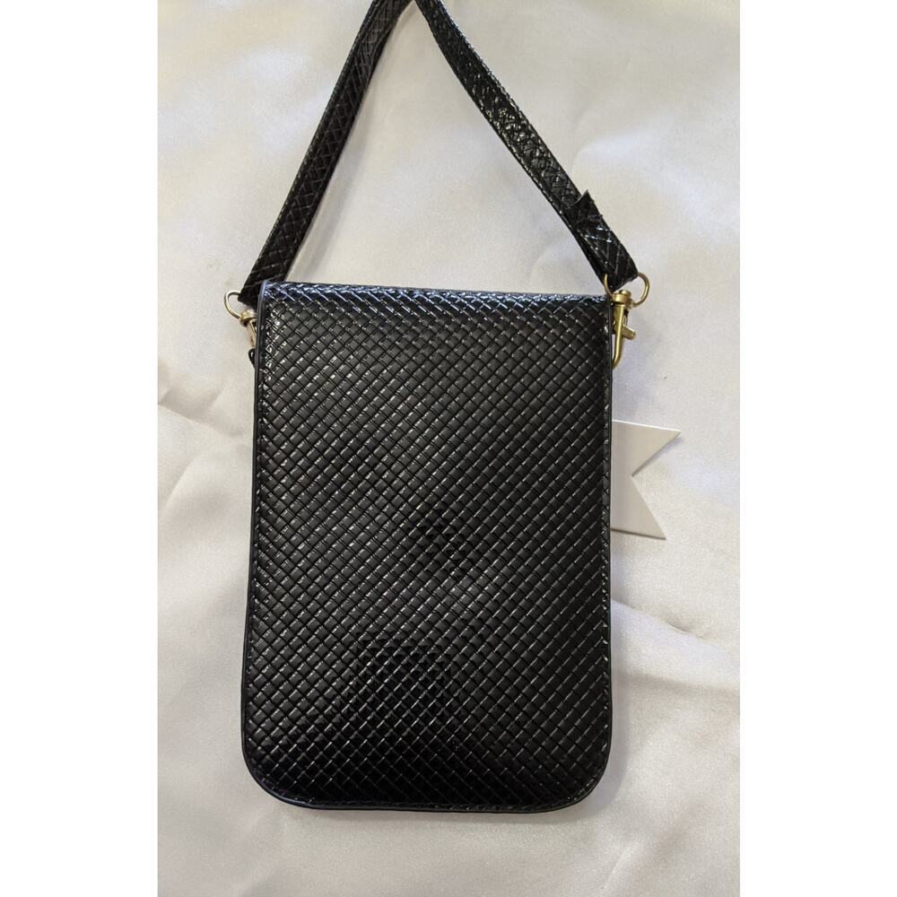 Cruise Club Crossbody Bag N Belt Metallic Textured Black Purse Adjustable Strap - Picture 3 of 3